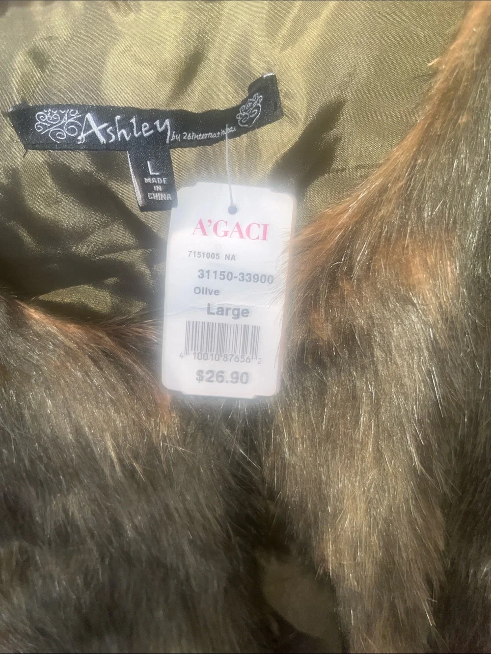 Ashley By 26 International Brown Faux Fur Vest - Cozy Sleeveless Layer